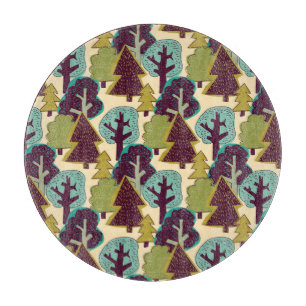 Planche À Découper Illustration des arbres à gribouillis couleur forê