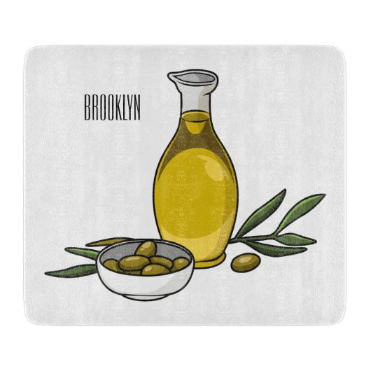 Planche À Découper Illustration d'huile d'olive (Devant)