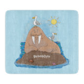 Planche À Découper Illustration drôle de morse joyeux (Devant)