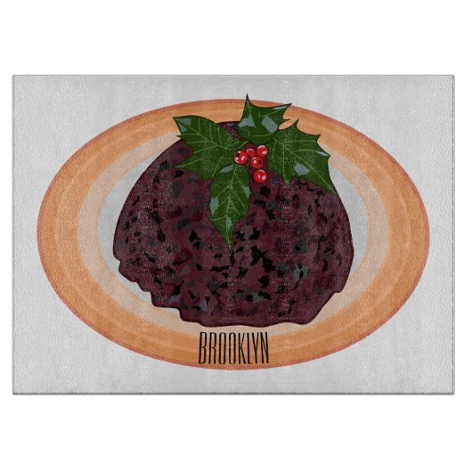 Planche À Découper Illustration du pudding de Noël (Devant)
