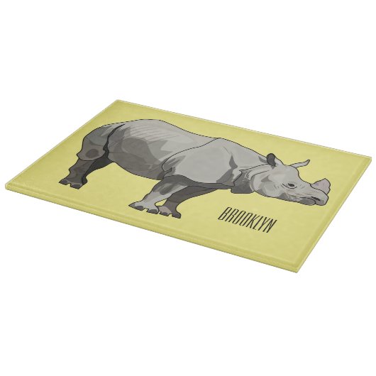 Planche À Découper Illustration du rhinocéros de Javan (Coin)