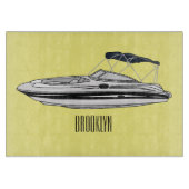 Planche À Découper Illustration d'un bateau à moteur (Devant)