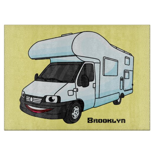Planche À Découper Illustration d'un campervan heureux (Devant)