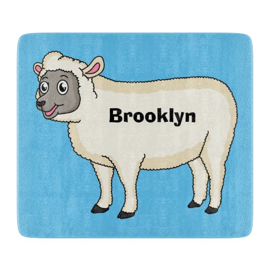 Planche À Découper Illustration d'un mouton joyeux (Devant)