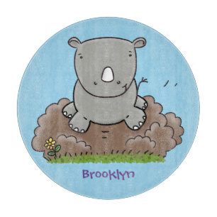 Planche À Découper Illustration d'un petit rhinocéros