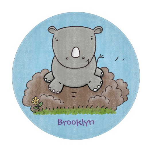 Planche À Découper Illustration d'un petit rhinocéros (Devant)