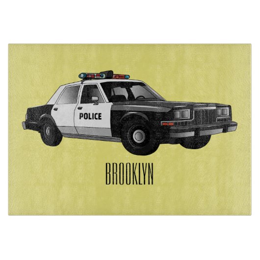 Planche À Découper Illustration d'une voiture de police (Devant)