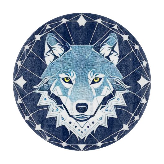 Planche À Découper Illustration géométrique d'un loup (Devant)
