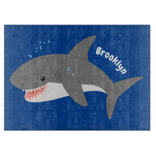 Planche À Découper Illustration joyeuse du grand requin blanc