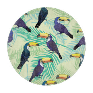 Planche À Découper Illustration Toucan Vintage, Colorée.