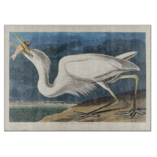 Planche À Découper Illustration vintage d'Audubon du Grand Héron Blan