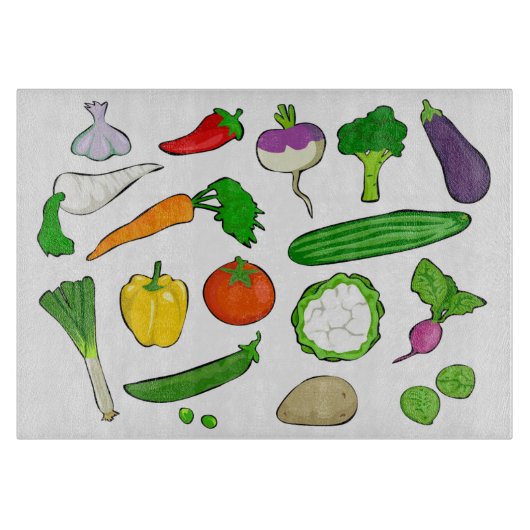 Planche À Découper Illustrations de légumes mixtes (Devant)