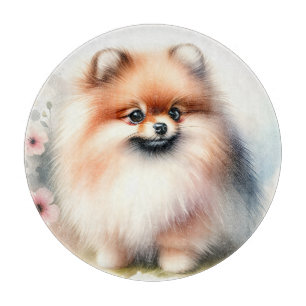 Planche À Découper Image d'aquarelle mignonne Pomeranian