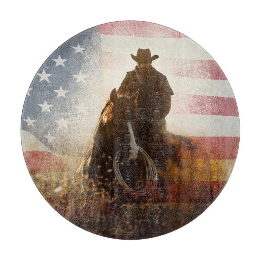 Planche À Découper Image de cowboy du Jour de l'Indépendance. (Devant)