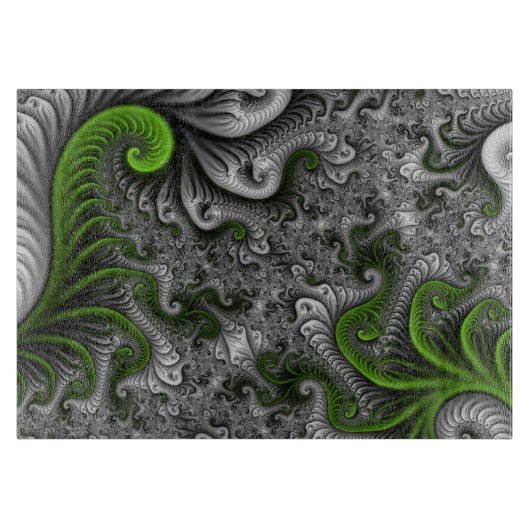 Planche À Découper Imaginaire Monde Vert Et Gris Art Fractal Abstrait (Devant)