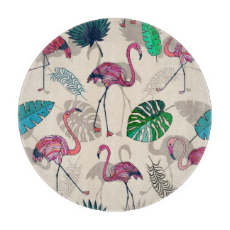 Planche À Découper Imaginaire tropical : Motif feuille Flamant rose