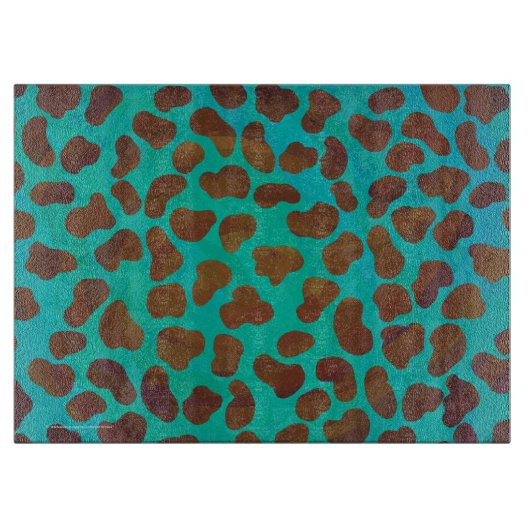 Planche À Découper Impression Brown et Turquoise dalmate (Devant)