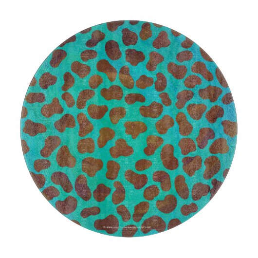 Planche À Découper Impression Brown et Turquoise dalmate (Devant)