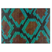 Planche À Découper Impression Brown et Turquoise de serpent (Devant)
