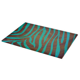 Planche À Découper Impression Brown et Turquoise Zebra