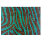 Planche À Découper Impression Brown et Turquoise Zebra (Devant)