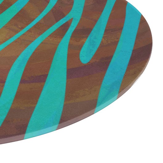 Planche À Découper Impression Brown et Turquoise Zebra (Coin)