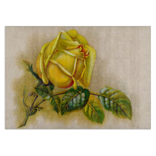 Planche À Découper Impression d'art antique fine de rose jaune