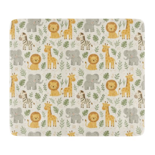 Planche À Découper Impression de nurserie d'animaux de safari (Devant)