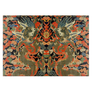 Planche À Découper Impression de textile de dragon chinois vintage Ar