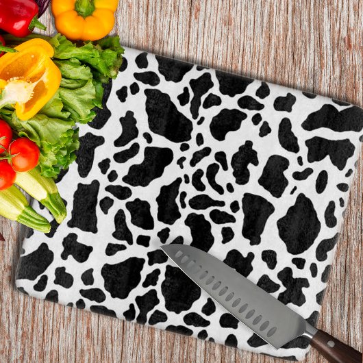 Planche À Découper Impression de vache noire et blanche