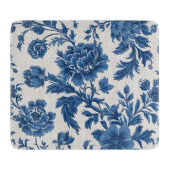 Planche À Découper Impression florale d'inspiration victorienne bleue (Devant)