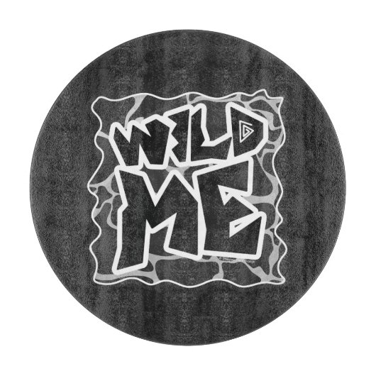 Planche À Découper Impression Giraffe noir et gris clair (Devant)