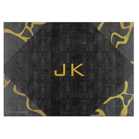 Planche À Découper Impression Giraffe noir et jaune (Devant)