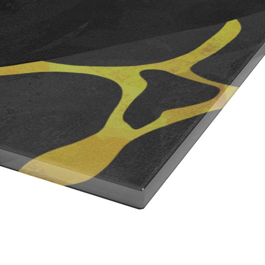 Planche À Découper Impression Giraffe noir et jaune (Coin)