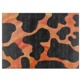 Planche À Découper Impression noire et orange de vache (Devant)