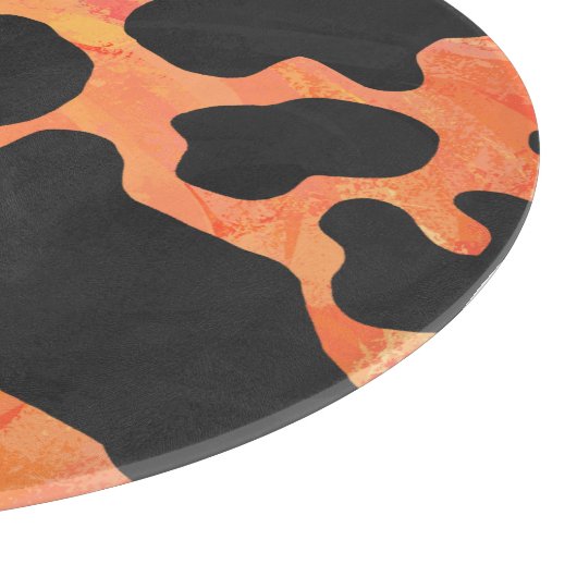 Planche À Découper Impression noire et orange de vache (Coin)