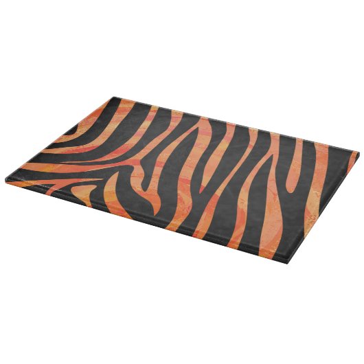 Planche À Découper Impression noire et orange Zebra (Coin)