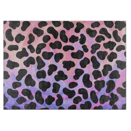 Planche À Découper Impression noire et rose dalmate (Devant)