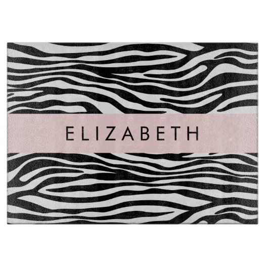 Planche À Découper Impression Zèbre, Grilles, Noir Et Blanc, Votre No (Devant)