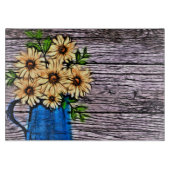 Planche À Découper Impressionnisme rustique vase bleu marguerite d'ét (Devant)