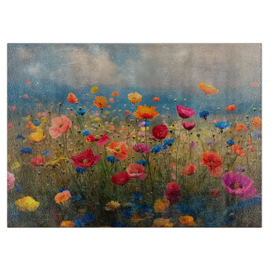 Planche À Découper Impressionniste Fleur sauvage vibrant (Devant)