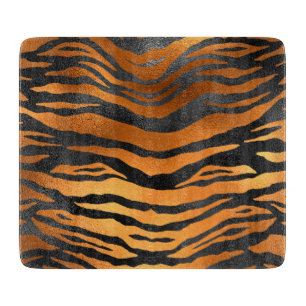 Planche À Découper Imprimé Animalier Rayures de Tigre Noir Brun Glamo