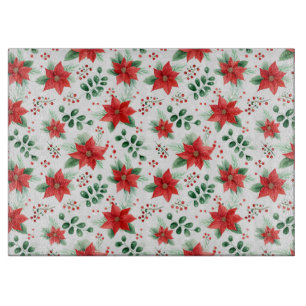 Planche À Découper Imprimé botanique Poinsettias rouges