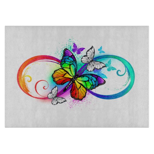 Planche À Découper Infini lumineux avec papillon arc-en-ciel (Devant)