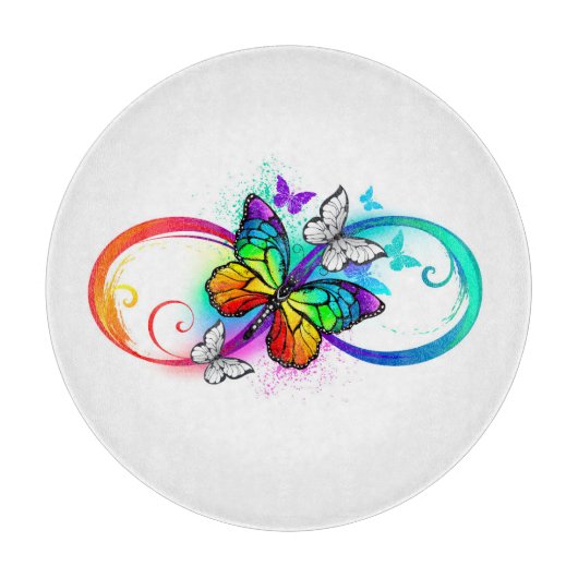 Planche À Découper Infini lumineux avec papillon arc-en-ciel (Devant)