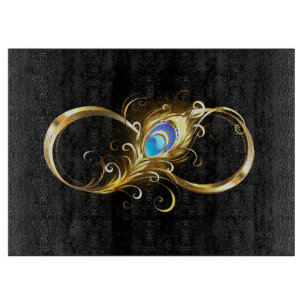 Planche À Découper Infinité avec plume de paon doré