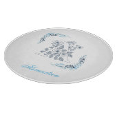 Planche À Découper Initiale "A" Monogramme bleu Calme Floral (Coin)