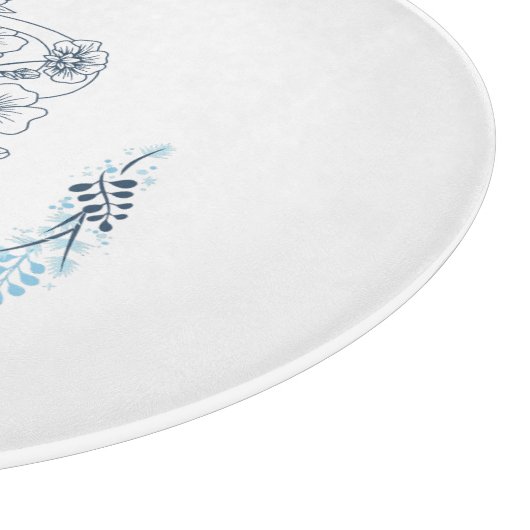 Planche À Découper Initiale "C" Monogramme bleu Calme Floral (Coin)