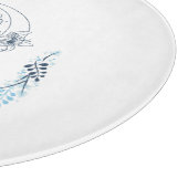 Planche À Découper Initiale "D" Monogramme bleu Calme Floral (Coin)