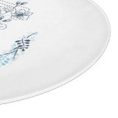 Planche À Découper Initiale "F" Monogramme bleu Calme Floral (Coin)